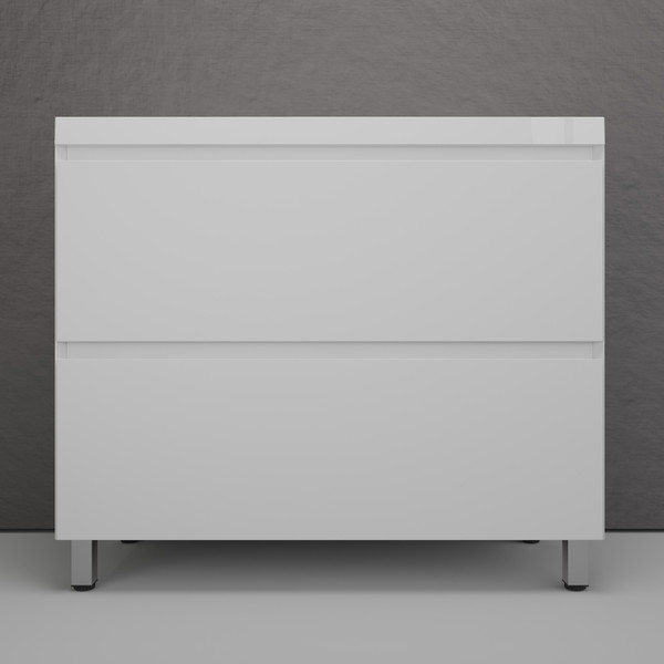 Изображение товара Тумба под умывальник Symbolite Манхэттен 100 Plus 2 ящика (белый матовый)