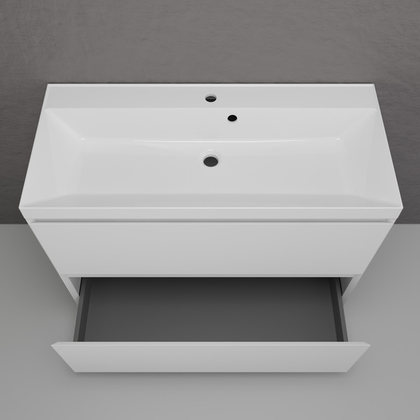 Изображение товара Тумба под умывальник Symbolite Манхэттен 100 Plus 2 ящика (белый матовый)