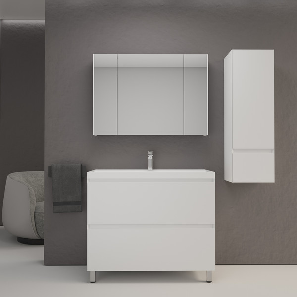 Изображение товара Тумба под умывальник Symbolite Манхэттен 100 Plus 2 ящика (белый матовый)