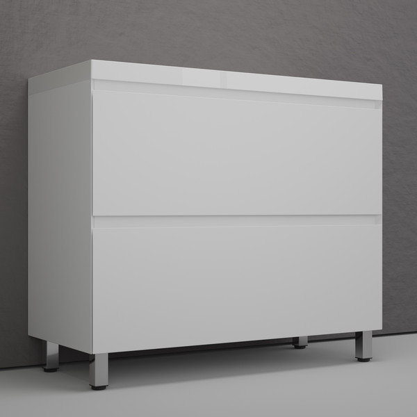 Изображение товара Тумба под умывальник Symbolite Манхэттен 100 Plus 2 ящика (белый матовый)