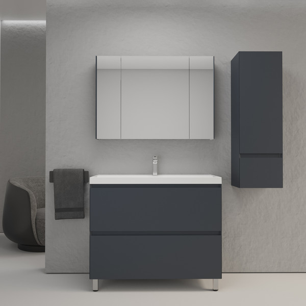 Изображение товара Тумба под умывальник Symbolite Манхэттен 100 Plus 2 ящика (графит)