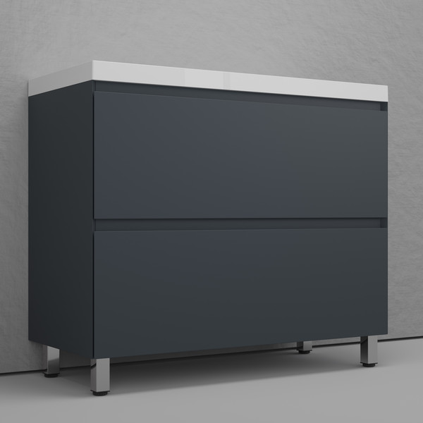 Изображение товара Тумба под умывальник Symbolite Манхэттен 100 Plus 2 ящика (графит)