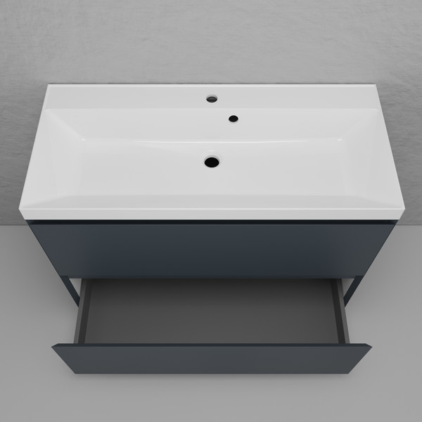 Изображение товара Тумба под умывальник Symbolite Манхэттен 100 Plus 2 ящика (графит)