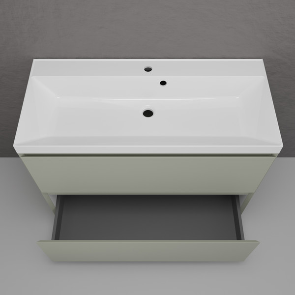 Изображение товара Тумба под умывальник Symbolite Манхэттен 100 Plus 2 ящика (олива)