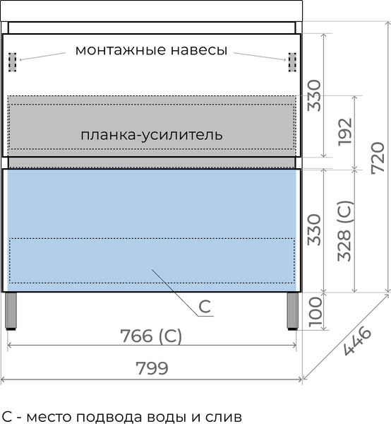 Изображение товара Тумба под умывальник Symbolite Манхэттен 100 Plus 2 ящика (олива)