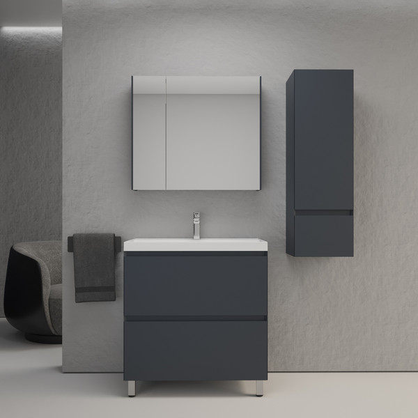 Изображение товара Тумба под умывальник Symbolite Манхэттен 80 Plus 2 ящика (графит)