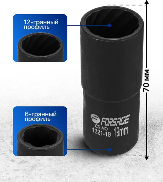 Изображение товара Головка слесарная Forsage F-1321-19 (65875)