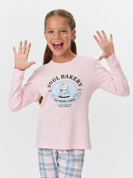 Изображение товара Пижама детская Mark Formelle 567743 (р.110-56, розовый/клетка голубой/розовый)