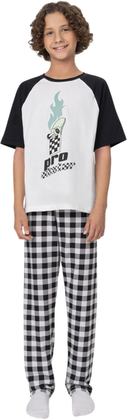 Изображение товара Пижама детская Mark Formelle 563335 (р.104-56-51, белый/черно-белая клетка)