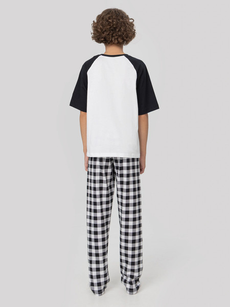 Изображение товара Пижама детская Mark Formelle 563335 (р.134-68-60, белый/черно-белая клетка)