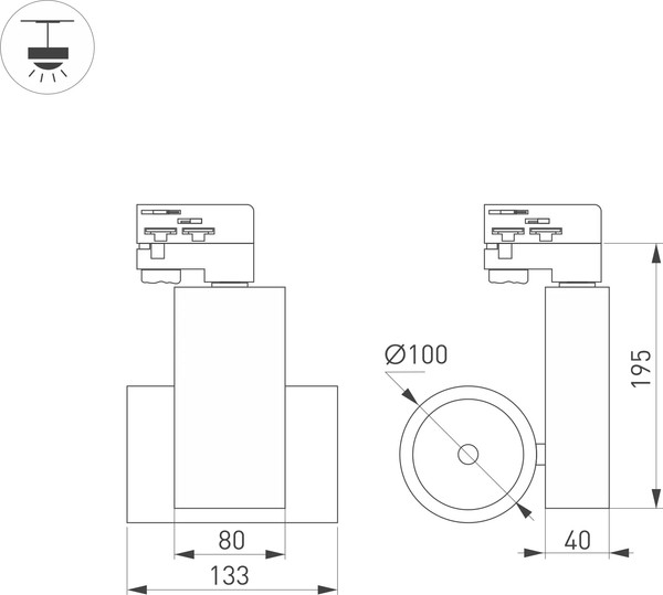 Изображение товара Трековый светильник Arlight LGD-ARES-4TR-R100-40W Warm3000 BK / 026375