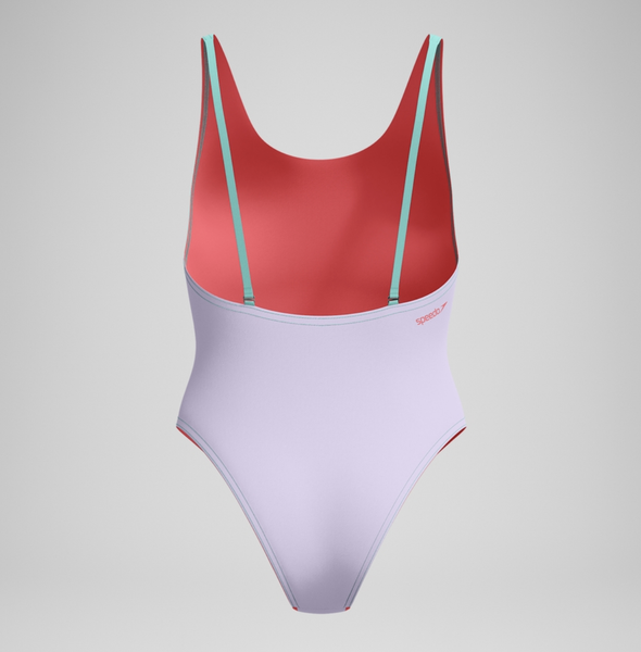 Изображение товара Купальник для плавания Speedo Colourblock 2.0 Muscleback 8-00480317934 (р.2XL, лиловый/бирюзовый/коралловый)