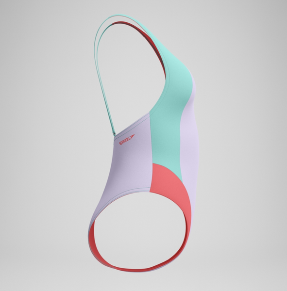 Изображение товара Купальник для плавания Speedo Colourblock 2.0 Muscleback 8-00480317934 (р.M, лиловый/бирюзовый/коралловый)