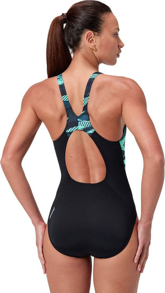 Изображение товара Купальник для плавания Speedo Hyperboom Splice Muscleback / 8-1347016009 (р.32, черный/бирюзовый)