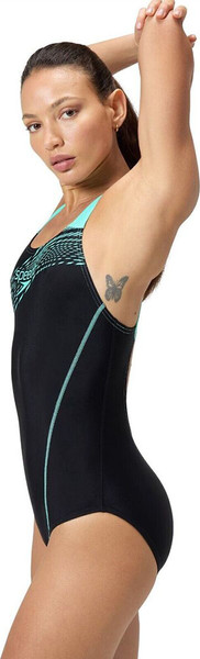 Изображение товара Купальник для плавания Speedo Medley Logo / 8-1347416243 (р.30, черный/бирюзовый)