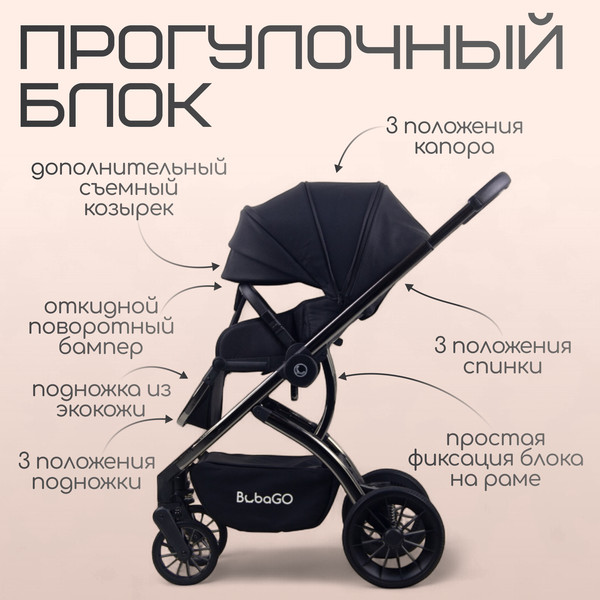 Изображение товара Детская универсальная коляска Bubago Lotta Limited 3в1 / BG LTD-176-2 (черный)