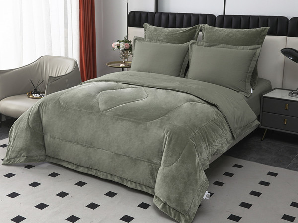 Изображение товара Комплект постельного белья с одеялом Sofi de Marko Энрике 1.6 / Кт-1.6-Эн10 (хаки)