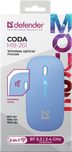 Изображение товара Мышь Defender Coda MB-261 / 52263 (голубой)