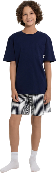 Изображение товара Пижама детская Mark Formelle 563329 (р.122-60-54, темно-синий/синяя полоска на белом)
