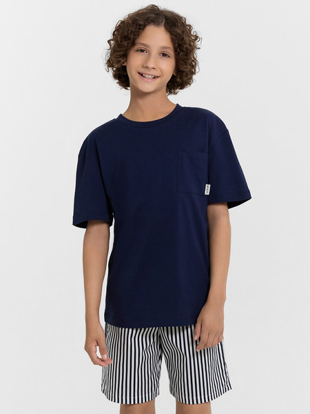 Изображение товара Пижама детская Mark Formelle 563329 (р.146-72-63, темно-синий/синяя полоска на белом)