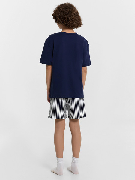 Изображение товара Пижама детская Mark Formelle 563329 (р.152-76-66, темно-синий/синяя полоска на белом)