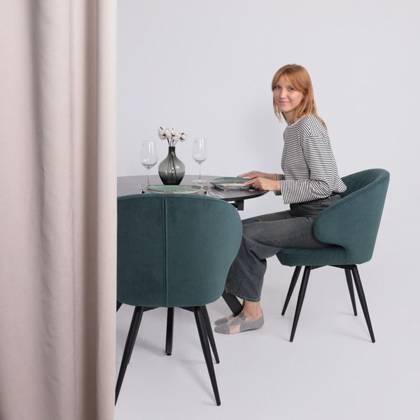 Изображение товара Обеденный стол LEPREMO AV 1107 HPL+МДФ раздвижной 1000-1350x750  (черный тунис/черный)