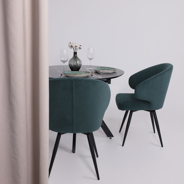 Изображение товара Обеденный стол LEPREMO AV 1107 HPL+МДФ раздвижной 1000-1350x750  (черный тунис/черный)