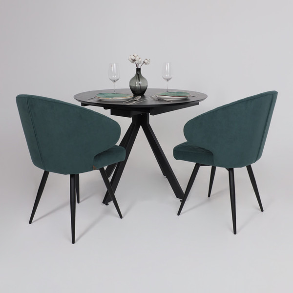 Изображение товара Обеденный стол LEPREMO AV 1107 HPL+МДФ раздвижной 1000-1350x750  (черный тунис/черный)