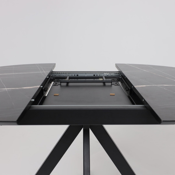 Изображение товара Обеденный стол LEPREMO AV 1107 HPL+МДФ раздвижной 1000-1350x750  (черный тунис/черный)