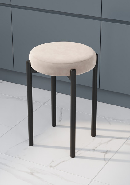 Изображение товара Набор табуретов Памир Паоло F06 (2шт, светло-бежевый/черная опора)