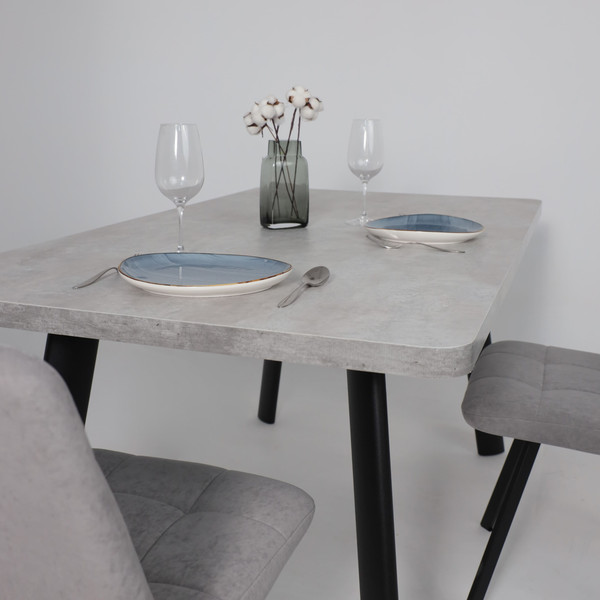 Изображение товара Обеденный стол Мамадома Leon Lux Radial-160 раздвижной 160-205x90 (серый сланец/черный)