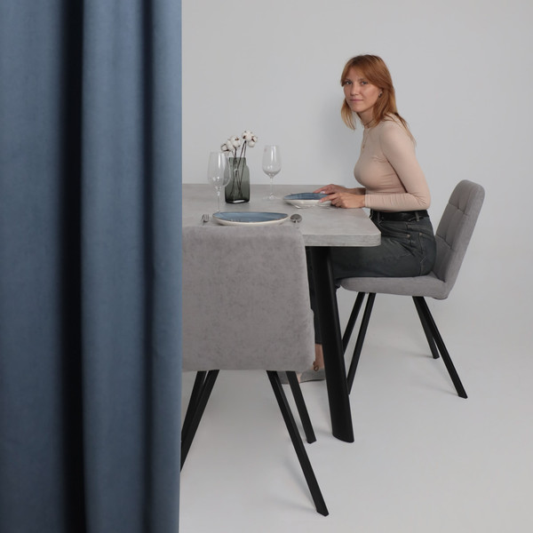 Изображение товара Обеденный стол Мамадома Leon Lux Radial-160 раздвижной 160-205x90 (серый сланец/черный)