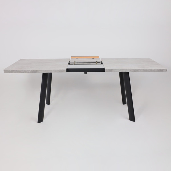 Изображение товара Обеденный стол Мамадома Leon Lux Radial-160 раздвижной 160-205x90 (серый сланец/черный)