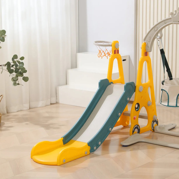 Изображение товара Горка-комплекс UNIX Kids Funny Car с качелями / ppslsw138yel (желтый)