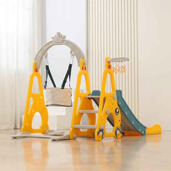 Изображение товара Горка-комплекс UNIX Kids Funny Car с качелями / ppslsw138yel (желтый)