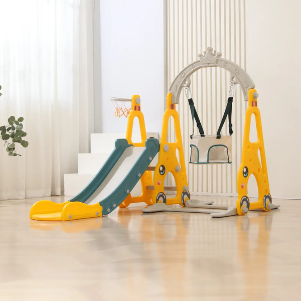 Изображение товара Горка-комплекс UNIX Kids Funny Car с качелями / ppslsw138yel (желтый)