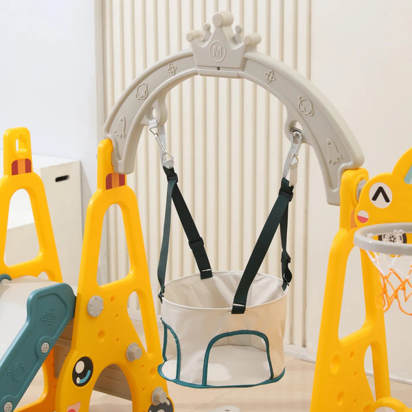 Изображение товара Горка-комплекс UNIX Kids Funny Car с качелями и баскетбольной стойкой / ppslswbs160yel (желтый)