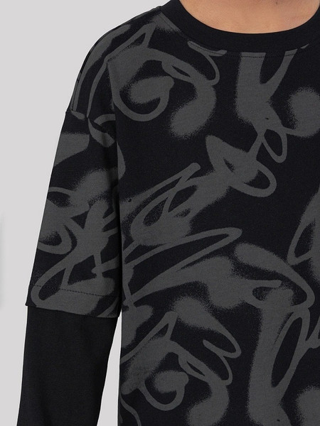 Изображение товара Лонгслив детский Mark Formelle 123485 (р.128-64, граффити на черном-1)