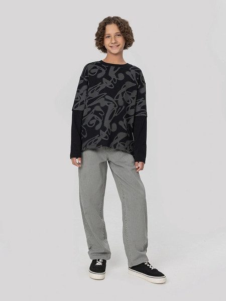 Изображение товара Лонгслив детский Mark Formelle 123485 (р.128-64, граффити на черном-1)