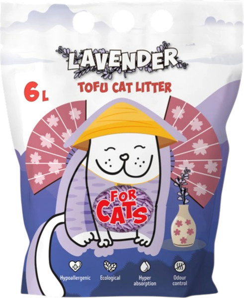 Изображение товара Наполнитель для туалета For Cats Tofu Lavender комкующийся с ароматом лаванды / TUZ940 (6л)