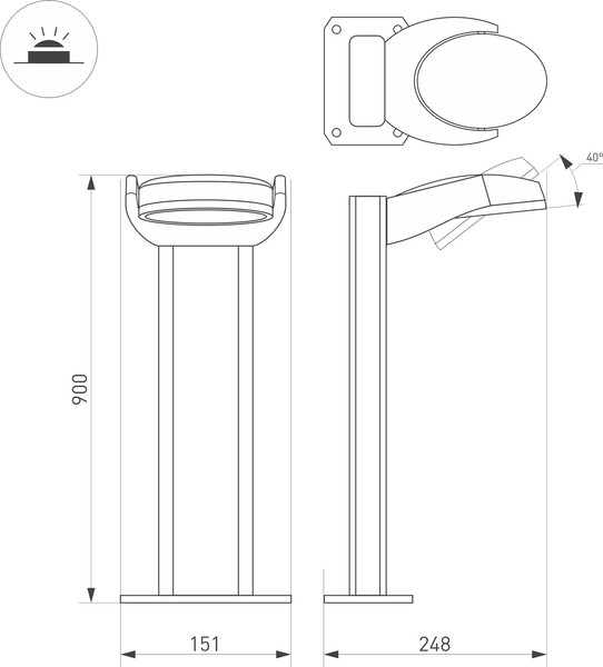 Изображение товара Светильник уличный Arlight LGD-EYE-BOLL-H900-6W Warm3000 GR / 029984