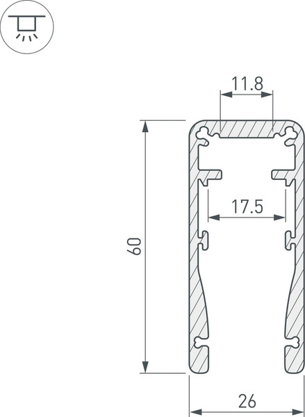 Изображение товара Профиль для светодиодной ленты Arlight ALU-HANDRAIL-2000 FOR GLASS 17.5 / 015477