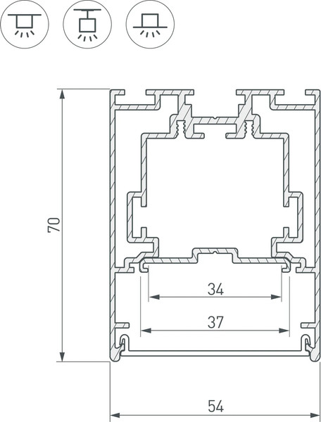 Изображение товара Профиль для светодиодной ленты Arlight S2-LINE-5470-2500 SEAMLESS ANOD / 029440