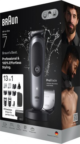 Изображение товара Триммер Braun AIO7560 (с подставкой, серый/черный)