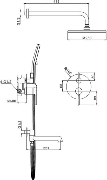 Изображение товара Душевая система со смесителем Raglo R20.27.03