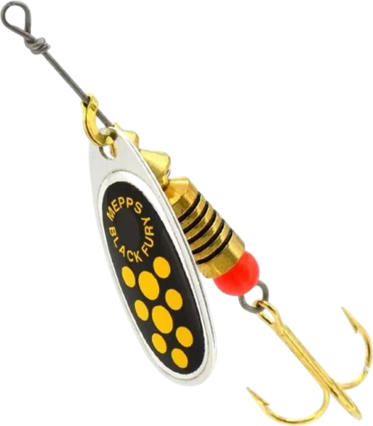 Изображение товара Блесна Mepps Black Fury Jaune №3 6.5гр (желтые точки, серебристый, в блистере)