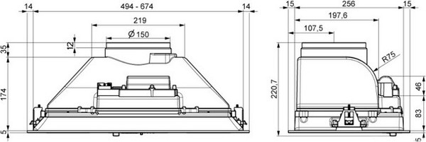 Изображение товара Вытяжка скрытая Elikor Врезной блок Breeze 52Н-450-П3Д / 162282 (нержавеющая сталь)