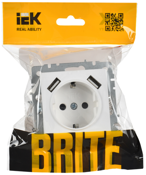 Изображение товара Розетка IEK Brite BR-R14-16-U21-D21-K91 (арктический белый)