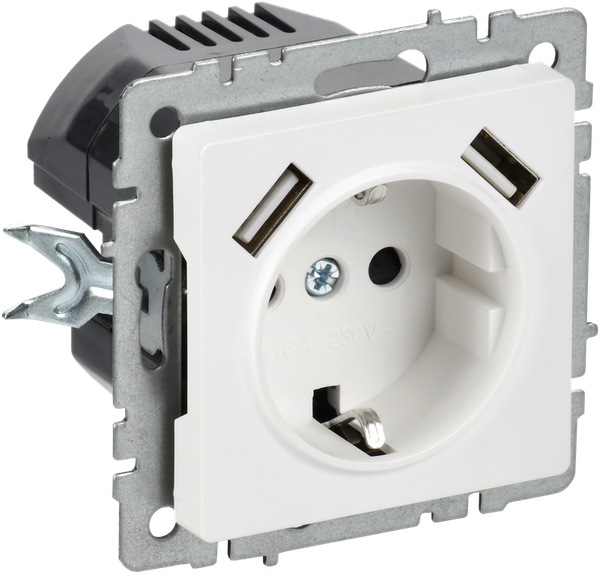 Изображение товара Розетка IEK Brite BR-R14-16-U21-D21-K91 (арктический белый)