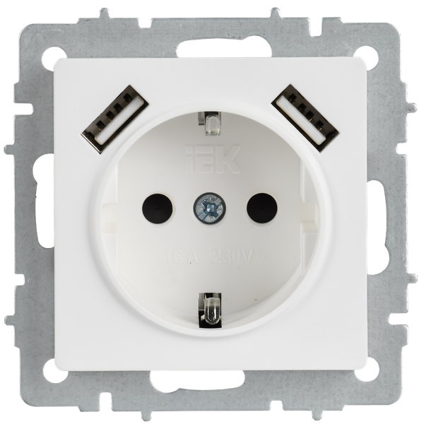 Изображение товара Розетка IEK Brite BR-R14-16-U21-D21-K91 (арктический белый)